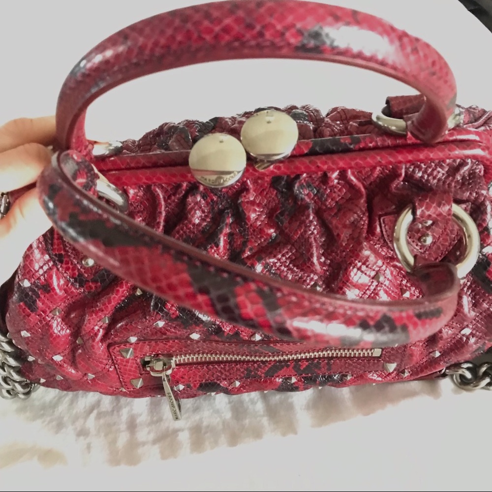 Marc Jacobs Stam Bag Python Bordeaux Studded Wtags - image 8